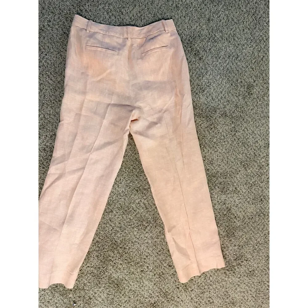 Banana Republic 100% Linen Salmon colored wide leg pants euc 6